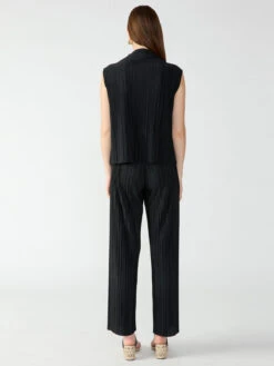 Plisse Mock Neck Top Black -Clothing Store CP101PE8 BLCK 1540