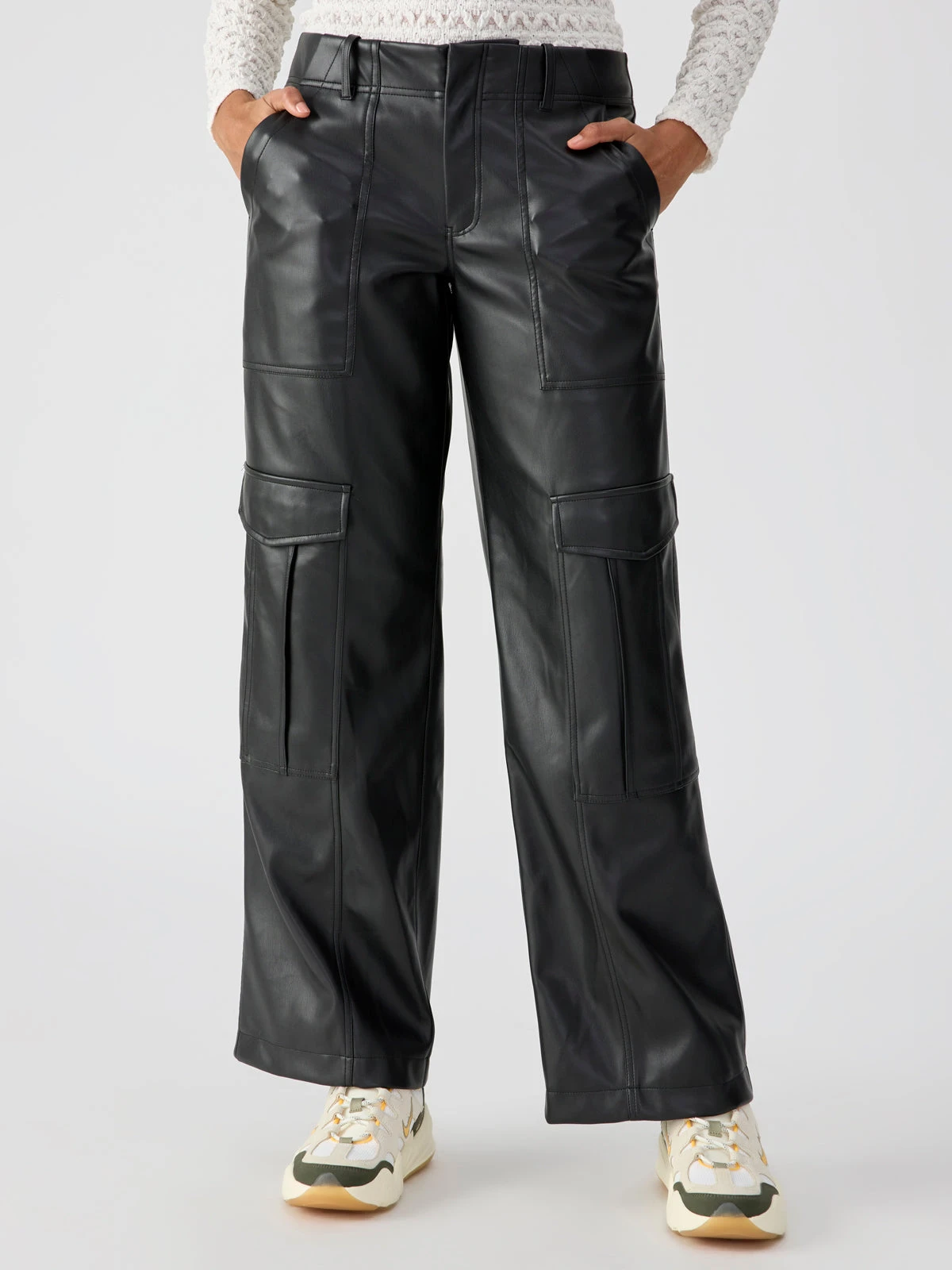 Level Up Vegan Leather Standard Rise Cargo Pant Black 2 Level Up Vegan Leather Standard Rise Cargo Pant Black - Image 2