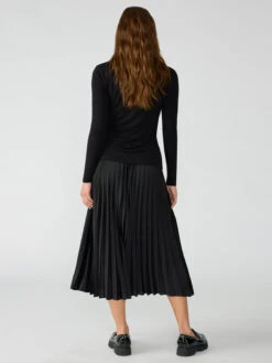 Everyday Pleated Satin Skirt Black -Clothing Store CS0298AX5 BLCK 000380
