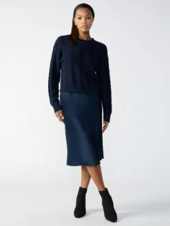 Everyday Midi Skirt Navy Reflection
