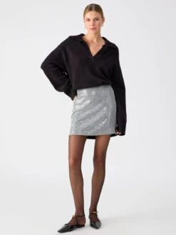 Shiny Nights Mini Skirt Micro Houndstooth