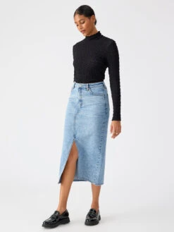 Denim Midi Skirt Digital Blue