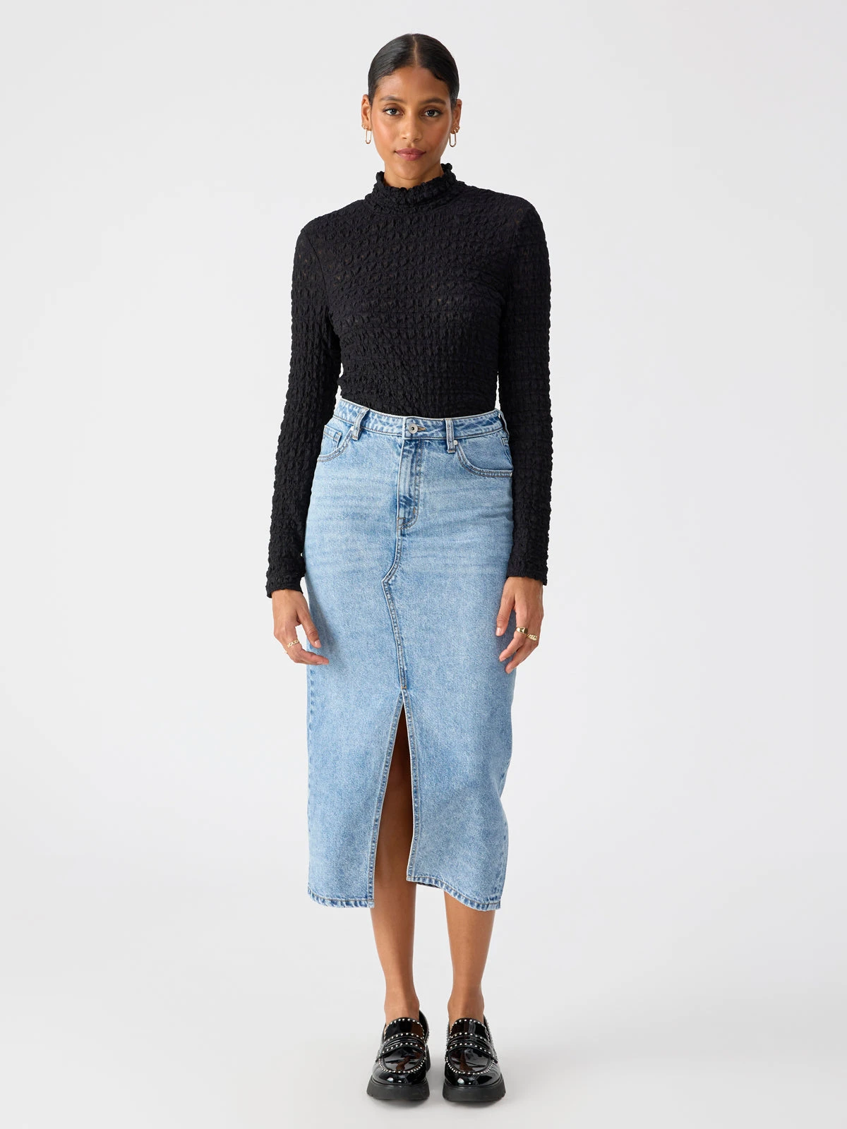 Lace Mock Neck Top Black 2 Lace Mock Neck Top Black - Image 2