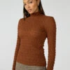 Lace Mock Neck Top Caramel Cafe
