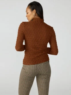 Lace Mock Neck Top Caramel Cafe -Clothing Store CT3438NG3 CRCF 001863