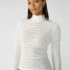 Lace Mock Neck Top Milk