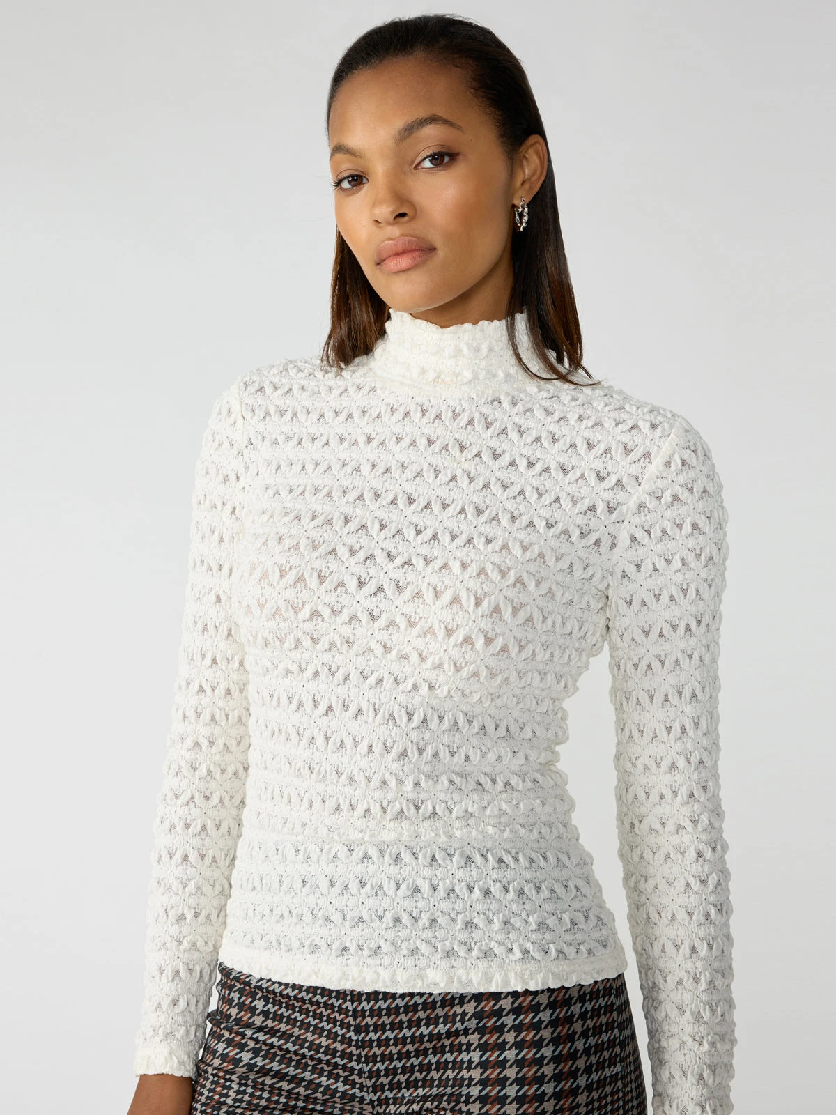 Lace Mock Neck Top Milk 1 Lace Mock Neck Top Milk