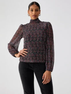 Night Dream Lurex Top Midnight Bloom -Clothing Store CT3442PE6 MDBL 01330