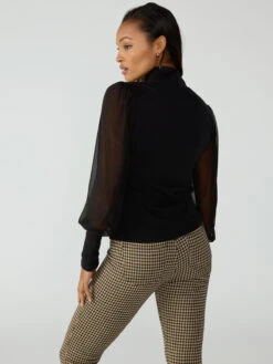 On My Mind Mesh Sleeve Top Black 6 On My Mind Mesh Sleeve Top Black -Clothing Store CT3478BK8 BLCK 002574