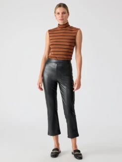 Essential Mock Neck Top 2.0 Caramel Cafe Black Stripe -Clothing Store CT3577PA9 CCBS 04282