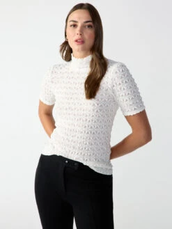 With Love Mock Neck Top Milk -Clothing Store CT3646NG3 MILK 003227