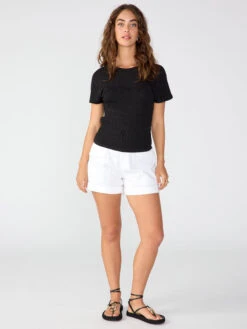 Smocked Corset Tee Black -Clothing Store CT3705XK6 BLCK 2118