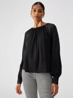 Sateen Mixed Media Tee Black