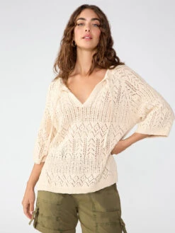 Open Knit Top Macrame 7 Open Knit Top Macrame -Clothing Store CW1162ND3 MCRM 2247
