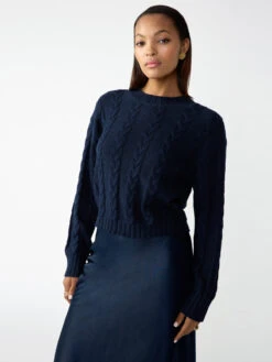 The Cable Sweater Navy Reflection 7 The Cable Sweater Navy Reflection -Clothing Store CW1172MU4 NVYR 000773