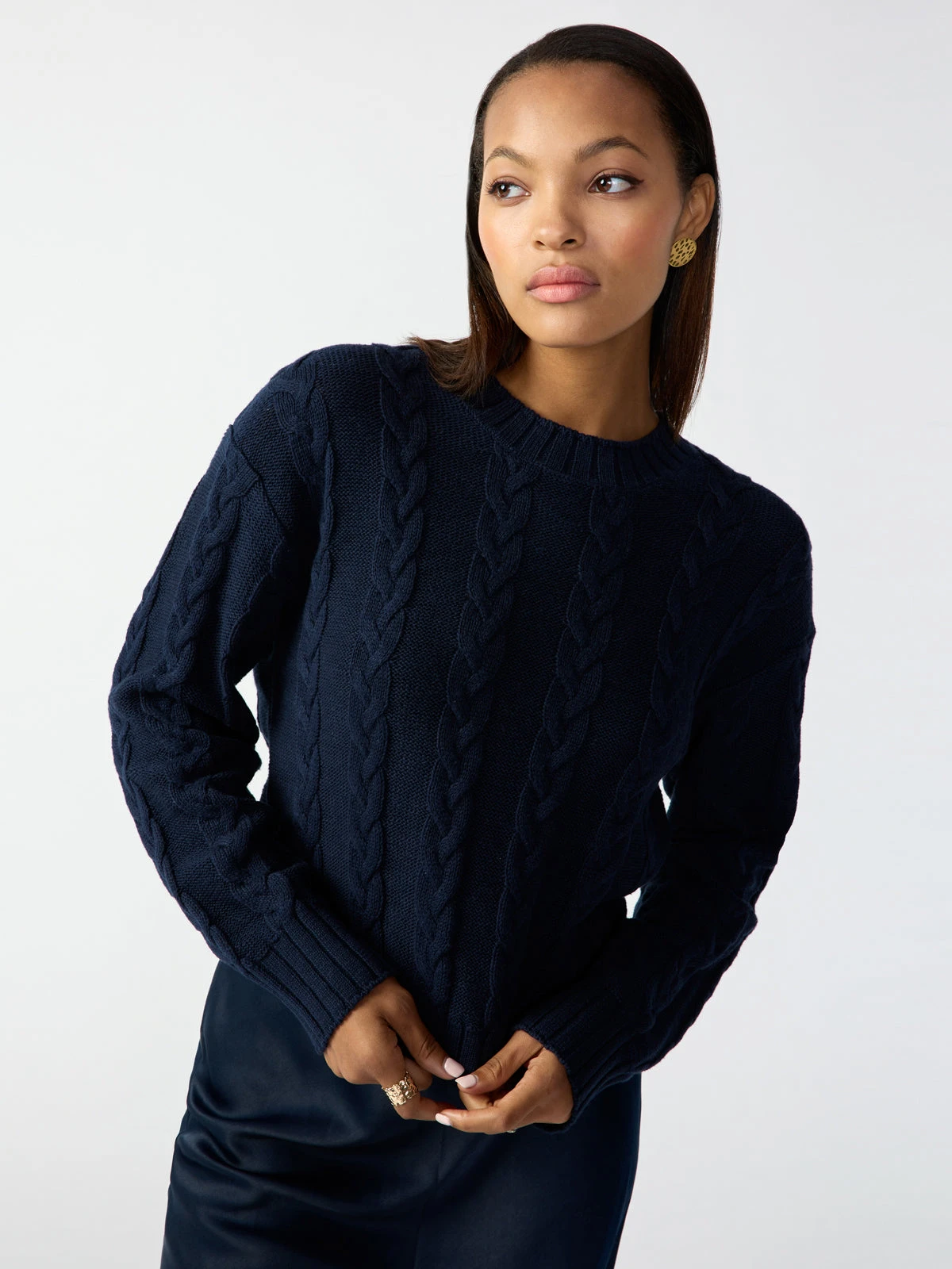 The Cable Sweater Navy Reflection 1 The Cable Sweater Navy Reflection