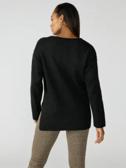 Casual Cozy V-Neck Sweater Black -Clothing Store CW1195PA6 BLCK 002136