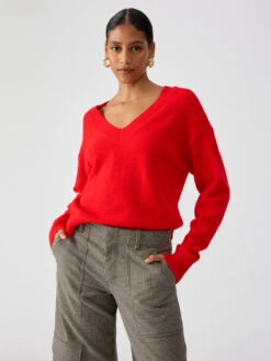 Easy Breezy V-Neck Pullover Sweater Lipstick 7 Easy Breezy V-Neck Pullover Sweater Lipstick -Clothing Store CW1204PD4 LPST 01863