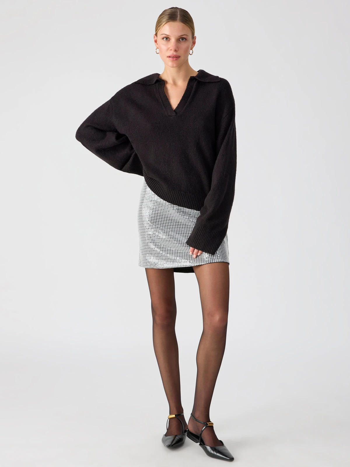 Johnny Collared Sweater Black 2 Johnny Collared Sweater Black - Image 2