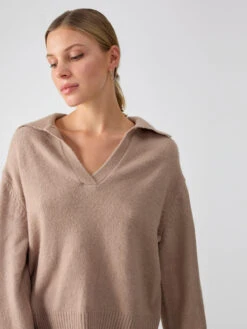 Johnny Collared Sweater Mocha Meringue