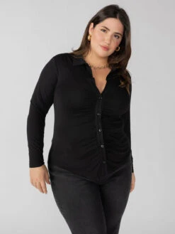 Dreamgirl Button Up Top Black Inclusive Collection
