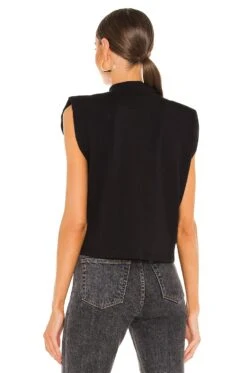 Sanctuary Mock Neck Shoulder Pad Tee Black -Clothing Store SANC WS660 V3