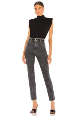 Sanctuary Mock Neck Shoulder Pad Tee Black -Clothing Store SANC WS660 V4