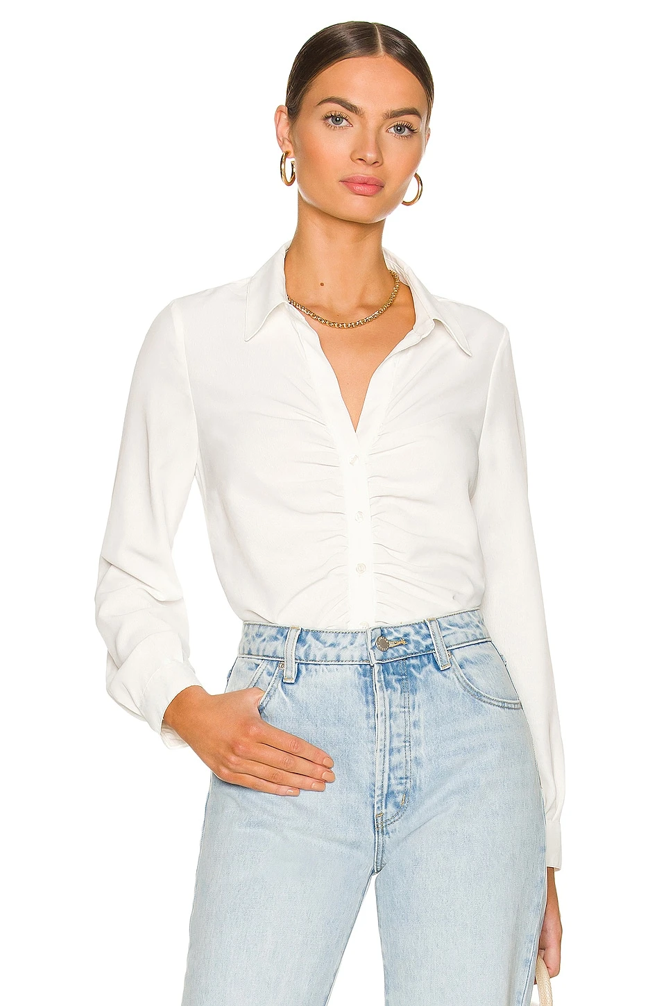 Sanctuary Ruched Boyfriend Top White 1 Sanctuary Ruched Boyfriend Top White