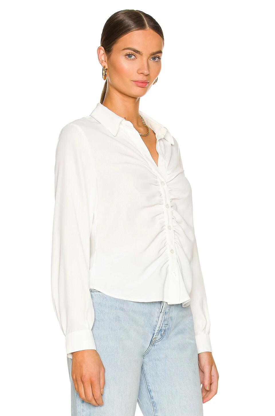 Sanctuary Ruched Boyfriend Top White 2 Sanctuary Ruched Boyfriend Top White - Image 2
