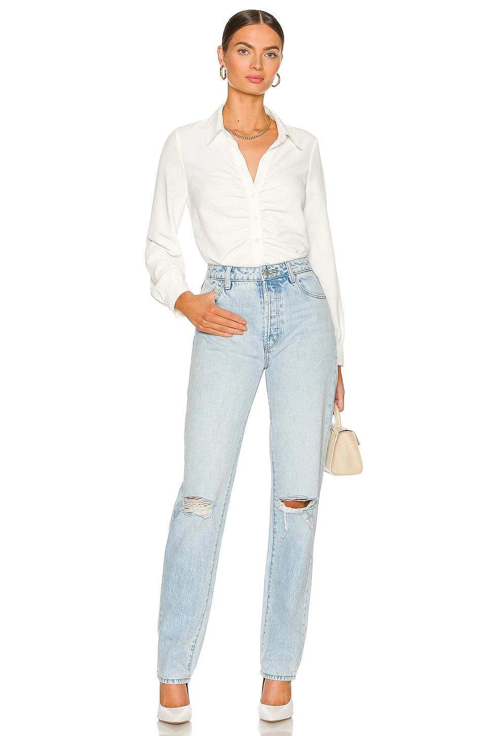 Sanctuary Ruched Boyfriend Top White 4 Sanctuary Ruched Boyfriend Top White - Image 4