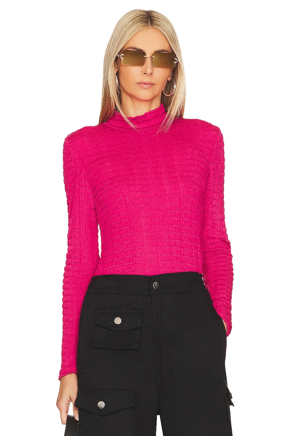 Sanctuary Textured Mock Top Pink 1 Sanctuary Textured Mock Top Pink
