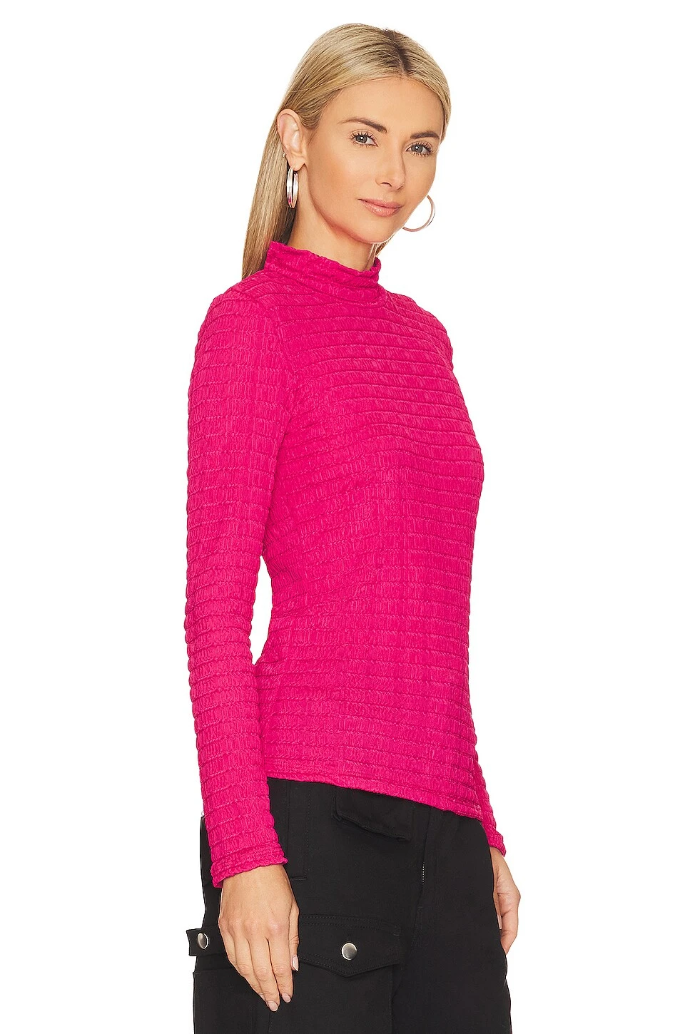 Sanctuary Textured Mock Top Pink 2 Sanctuary Textured Mock Top Pink - Image 2