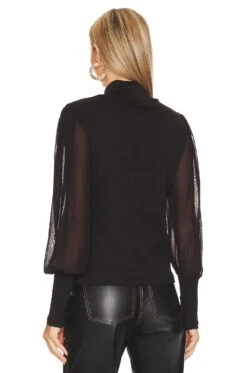 Sanctuary On My Mind Mesh Sleeve Top Black 6 Sanctuary On My Mind Mesh Sleeve Top Black -Clothing Store SANC WS731 V3