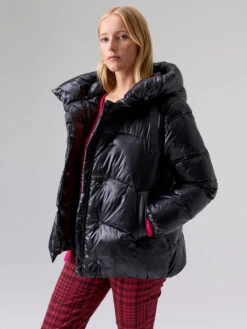 Debra High Shine Puffer Jacket Black