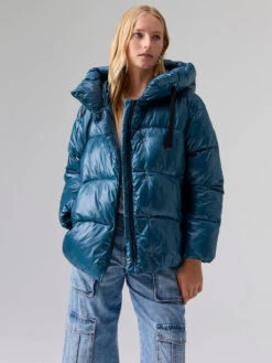Debra High Shine Puffer Jacket Emerald -Clothing Store SAPD23720 EMRD 2428