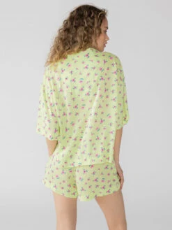 Boxy Buttonup & Highwaisted Boxer Set Lime Floral -Clothing Store SY2726222 LIFL 1928